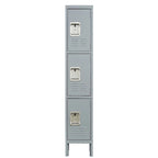 Taquilla de almacenamiento metálica de 3 puertas gris – Gabinete de acero para 1 usuario