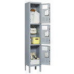 Taquilla de almacenamiento metálica de 3 puertas gris – Gabinete de acero para 1 usuario