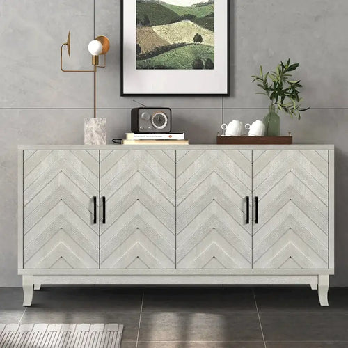 Stronger Vintage Style Buffet Cabinet, Lacquered Accent Storage 4 Door Wooden Cabinets,Thickened Sideboard Storage Cabinet