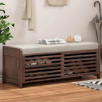 Banco de almacenamiento con puerta de persiana de 43" en gris/blanco/azul marino/espresso/blanco lavado, 1 asiento