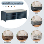 Banco de almacenamiento con puerta de persiana de 43" en gris/blanco/azul marino/espresso/blanco lavado, 1 asiento