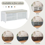 Banco de almacenamiento con puerta de persiana de 43" en gris/blanco/azul marino/espresso/blanco lavado, 1 asiento