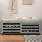 Banco de almacenamiento con puerta de persiana de 43" en gris/blanco/azul marino/espresso/blanco lavado, 1 asiento