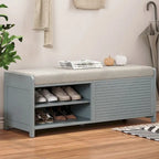 Banco de almacenamiento con puerta de persiana de 43" en gris/blanco/azul marino/espresso/blanco lavado, 1 asiento