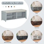 Banco de almacenamiento con puerta de persiana de 43" en gris/blanco/azul marino/espresso/blanco lavado, 1 asiento