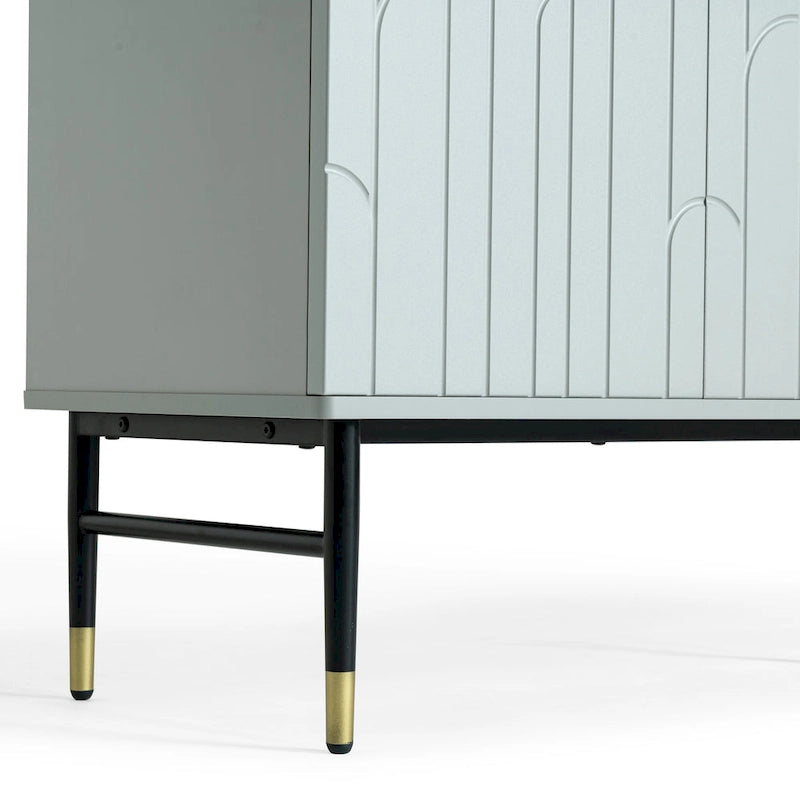 Aparador bufé moderno gris con 4 puertas – Requiere montaje por 1 persona