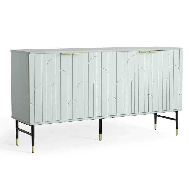 Aparador bufé moderno gris con 4 puertas – Requiere montaje por 1 persona