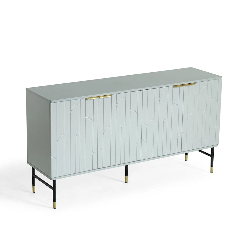 Aparador bufé moderno gris con 4 puertas – Requiere montaje por 1 persona