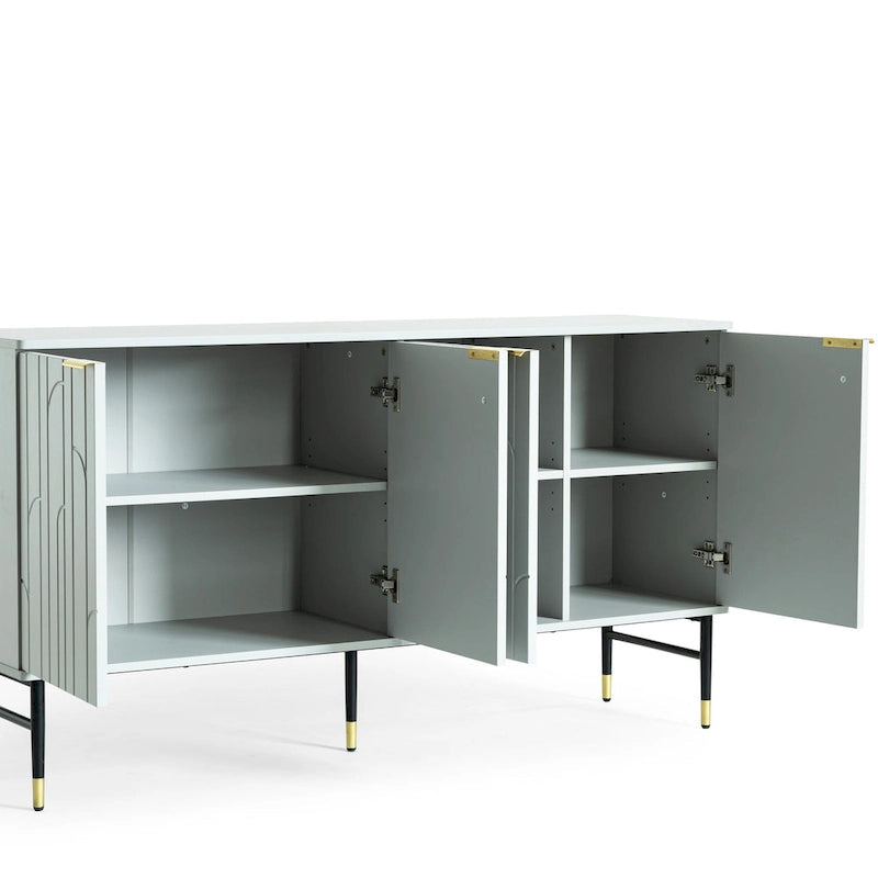Aparador bufé moderno gris con 4 puertas – Requiere montaje por 1 persona