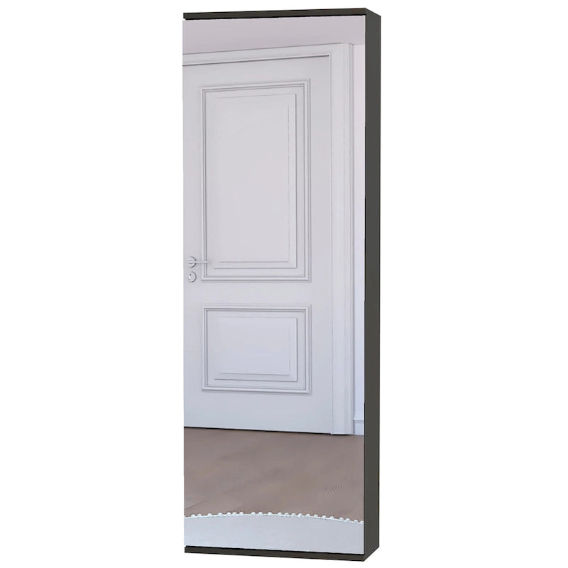 Zapatero de pared con espejo, una puerta, negro, 1 persona