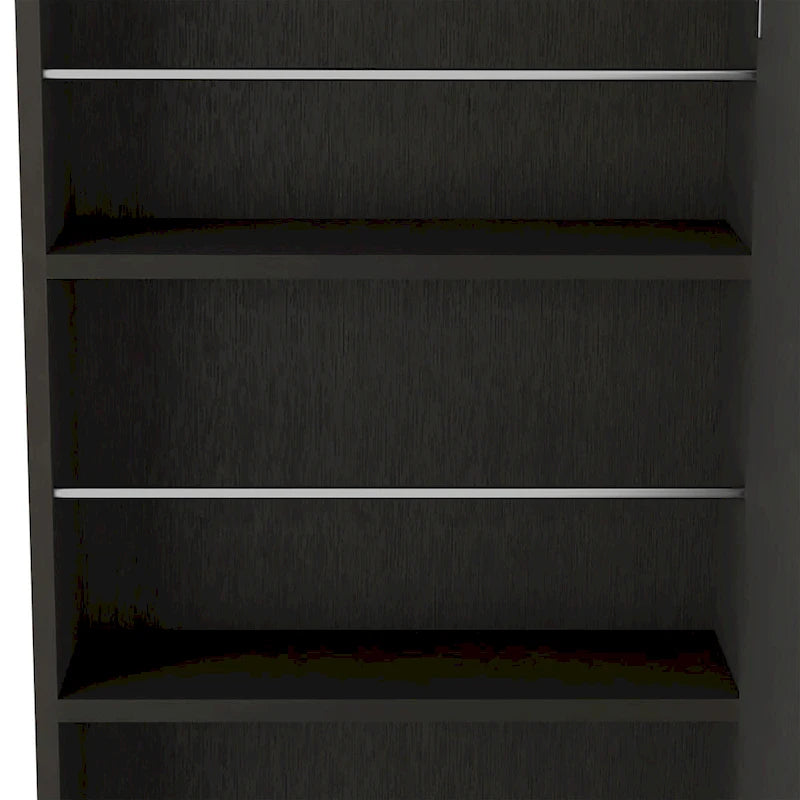Zapatero de pared con espejo, una puerta, negro, 1 persona