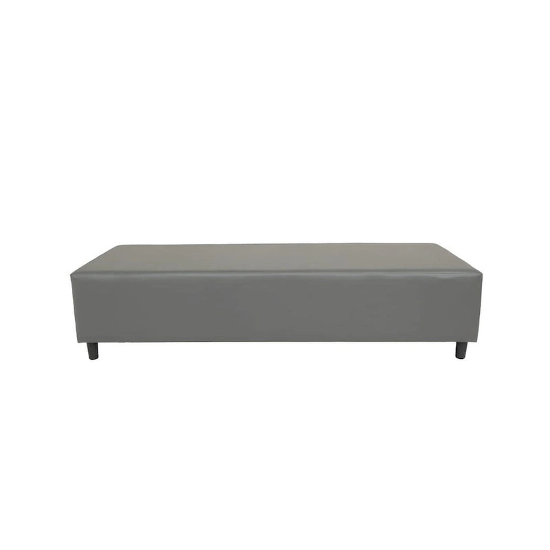 Banco de piel auténtica gris y negra, para 3 personas, 183 cm