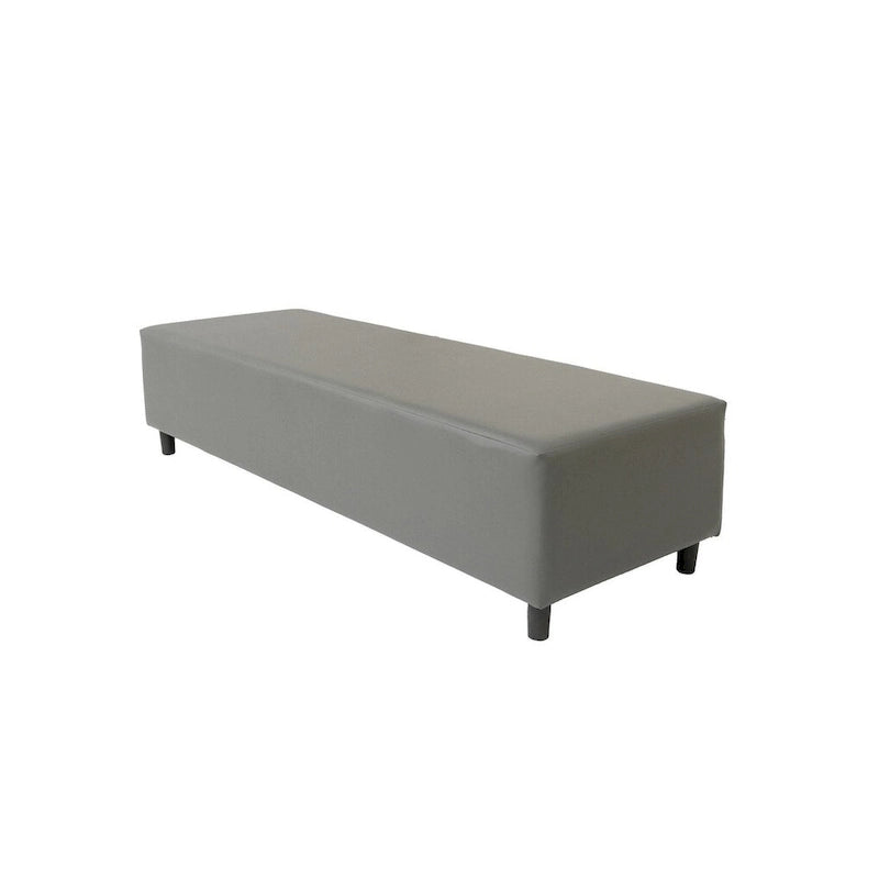 Banco de piel auténtica gris y negra, para 3 personas, 183 cm