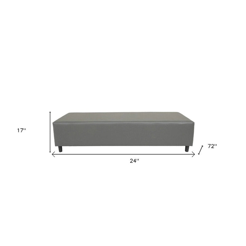 Banco de piel auténtica gris y negra, para 3 personas, 183 cm