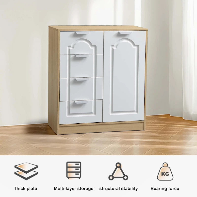 Gabinete de almacenamiento blanco de 4 cajones con estante ajustable – 31.5"