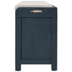 Banco de almacenamiento Blanco / Natural / Azul marino / Espresso con 2 cajones y cesta, asiento individual, cojín extraíble