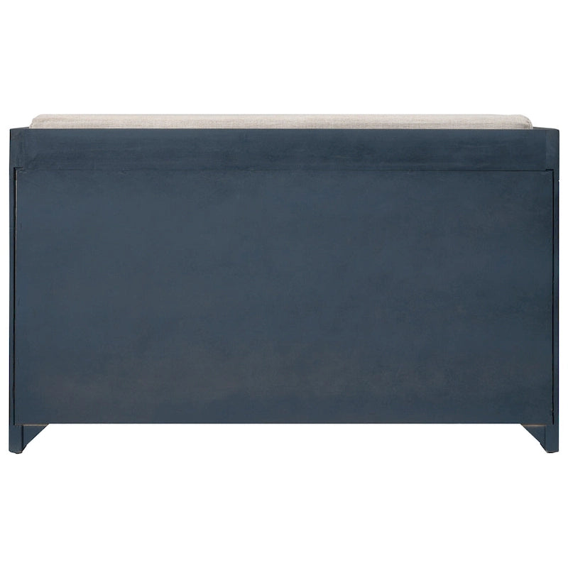 Banco de almacenamiento Blanco / Natural / Azul marino / Espresso con 2 cajones y cesta, asiento individual, cojín extraíble