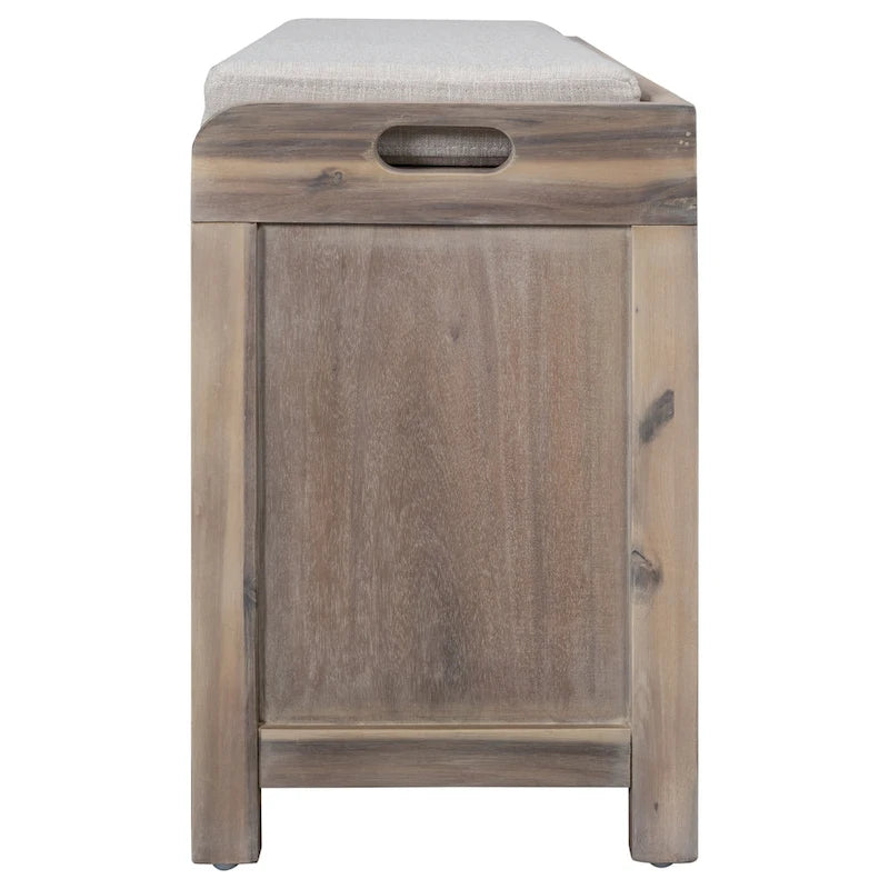 Banco de almacenamiento Blanco / Natural / Azul marino / Espresso con 2 cajones y cesta, asiento individual, cojín extraíble