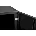 Armario para impresora de 2 puertas negro con base de acero – Tamaño legal, 1 persona
