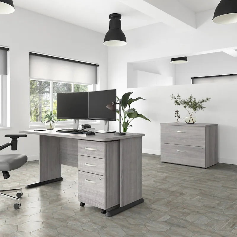 Archivador rodante de 3 cajones gris platino/blanco/gris tormenta – 1 persona