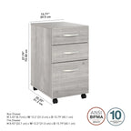 Archivador rodante de 3 cajones gris platino/blanco/gris tormenta – 1 persona