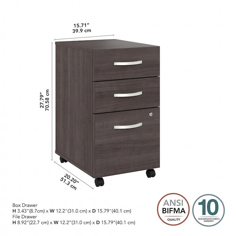 Archivador rodante de 3 cajones gris platino/blanco/gris tormenta – 1 persona