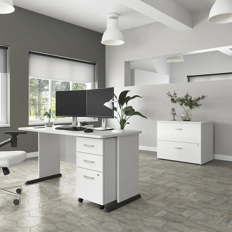 Archivador rodante de 3 cajones gris platino/blanco/gris tormenta – 1 persona