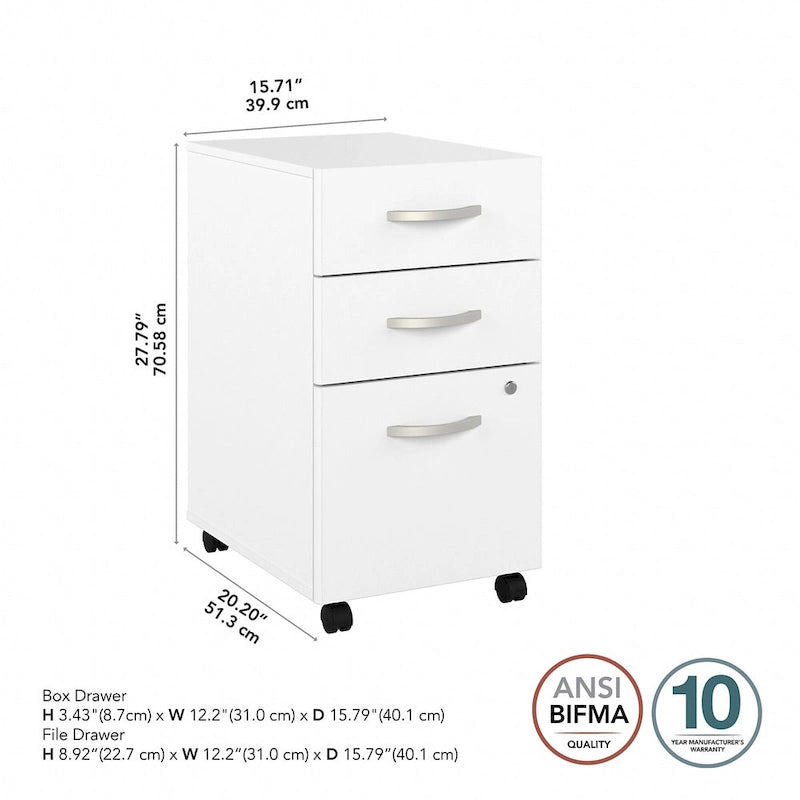 Archivador rodante de 3 cajones gris platino/blanco/gris tormenta – 1 persona