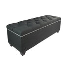 Banco de Almacenamiento Tapizado con Botones en Forma de Diamante Gris/Blanquecino – 2 Asientos