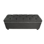 Banco de Almacenamiento Tapizado con Botones en Forma de Diamante Gris/Blanquecino – 2 Asientos