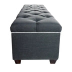 Banco de Almacenamiento Tapizado con Botones en Forma de Diamante Gris/Blanquecino – 2 Asientos