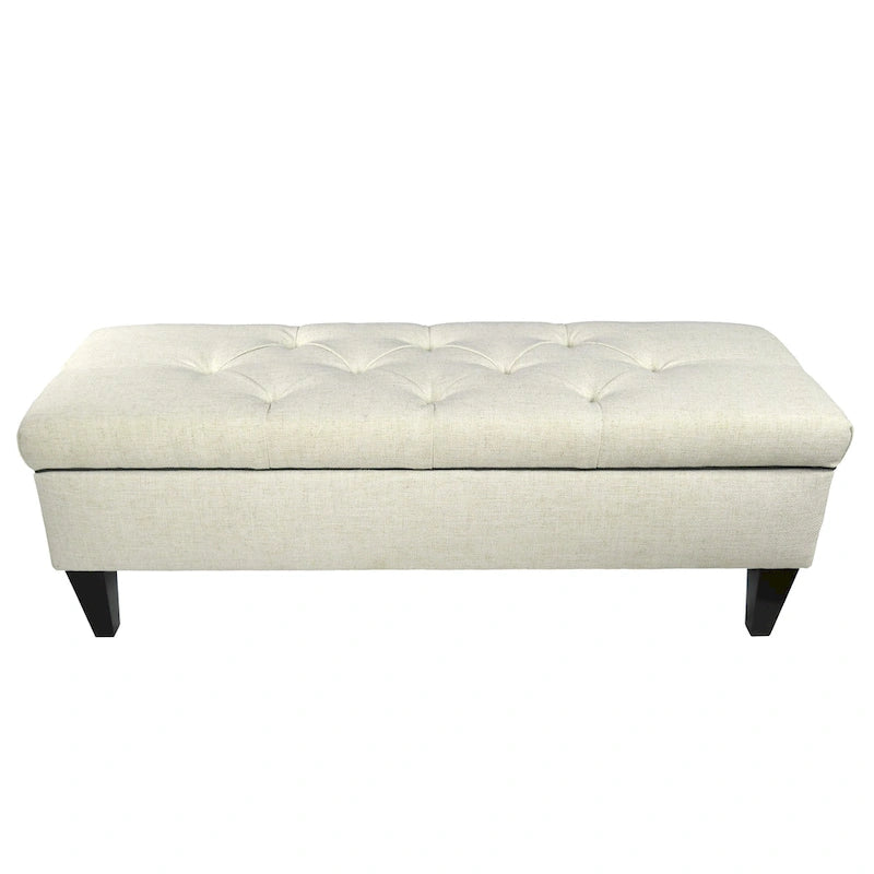 Banco otomano de almacenamiento con mechones de diamante - Carbón / Blanco roto, 2 asientos
