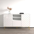 Aparador de alto brillo, blanco/negro, aparador moderno, 150 cm de ancho