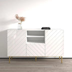 Aparador de alto brillo, blanco/negro, aparador moderno, 150 cm de ancho
