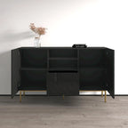 Aparador de alto brillo, blanco/negro, aparador moderno, 150 cm de ancho