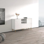 Aparador de alto brillo, blanco/negro, aparador moderno, 150 cm de ancho