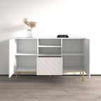 Aparador de alto brillo, blanco/negro, aparador moderno, 150 cm de ancho