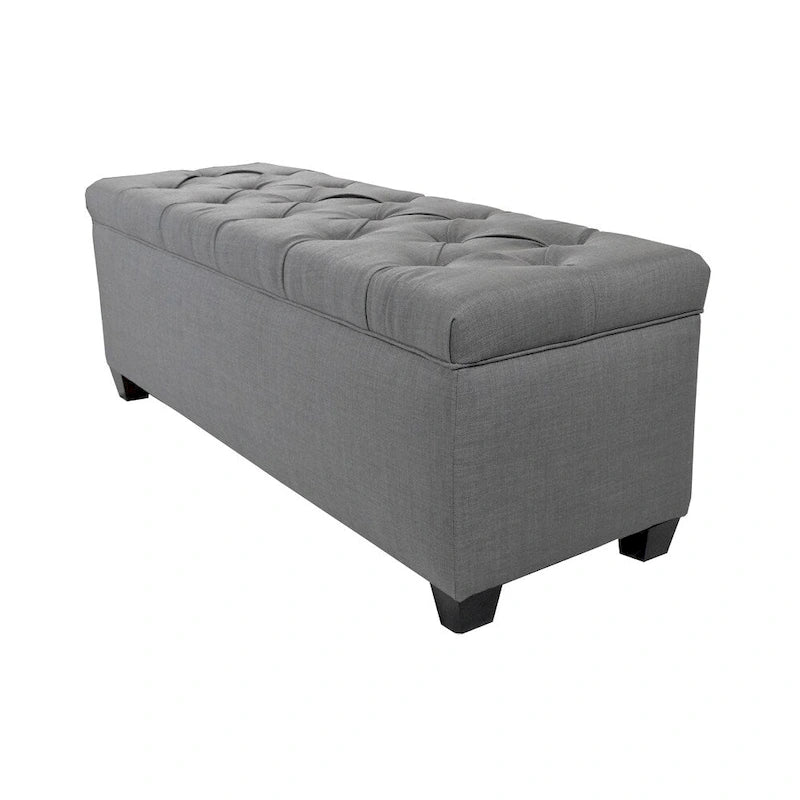 Banco gris tapizado con diamantes para guardar zapatos – Asiento y almacenamiento, 2 tamaños