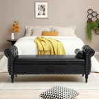 63 PU End of Bed Bench Flip Top Entryway Ottoman with 1 Pillow