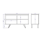 Aparador moderno de mediados de siglo – Blanco mate / Negro / Crema de arce, 4 puertas