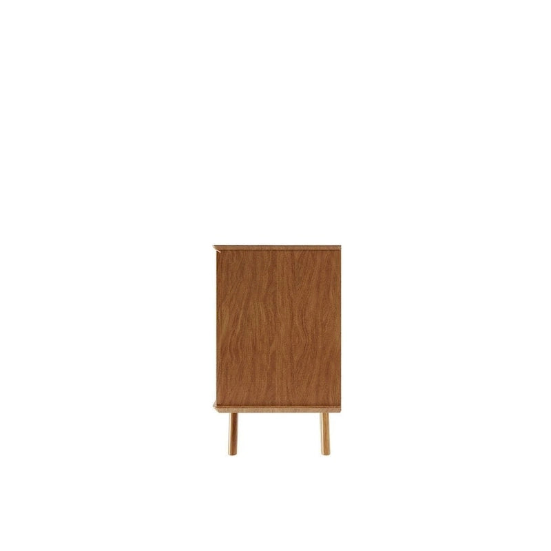 Aparador moderno de mediados de siglo – Blanco mate / Negro / Crema de arce, 4 puertas