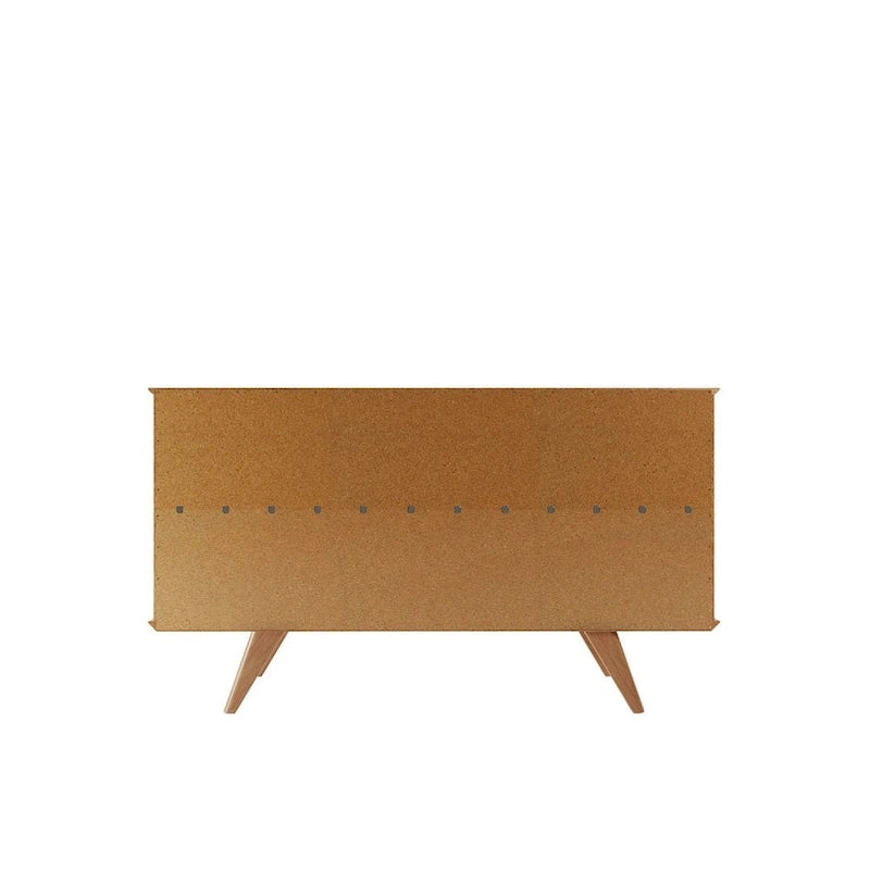 Aparador moderno de mediados de siglo – Blanco mate / Negro / Crema de arce, 4 puertas