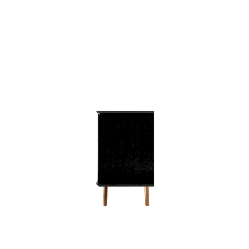 Aparador moderno de mediados de siglo – Blanco mate / Negro / Crema de arce, 4 puertas