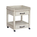 Mueble con ruedas para impresora, con cajones, blanco, efecto envejecido – 1 persona