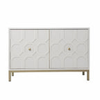 Aparador de Madera Blanca Tallado Geométricamente – 2 Puertas