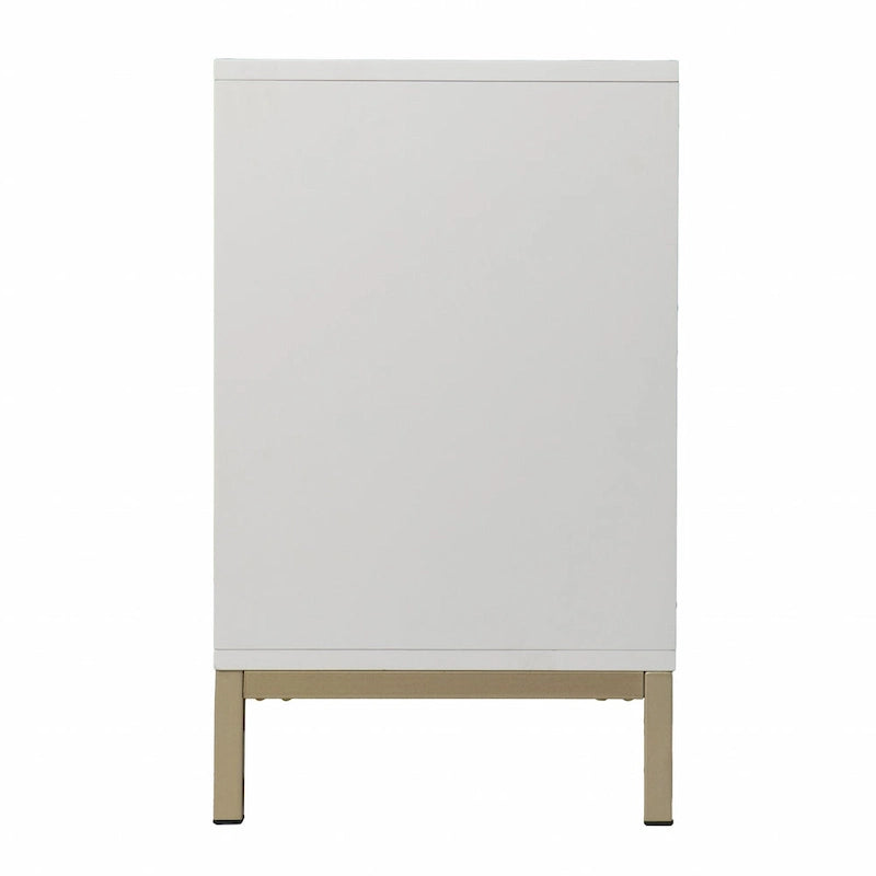 Aparador de Madera Blanca Tallado Geométricamente – 2 Puertas
