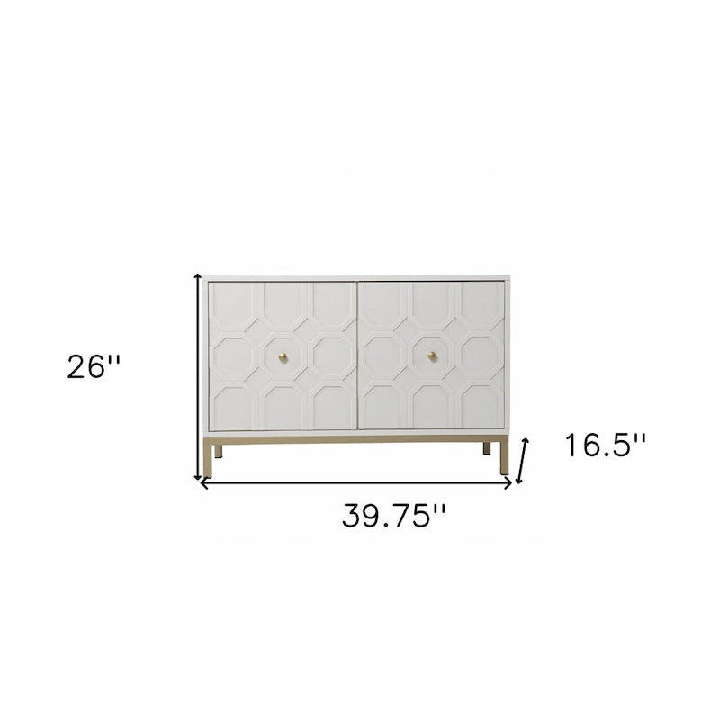 Aparador de Madera Blanca Tallado Geométricamente – 2 Puertas