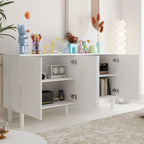 Aparador blanco de 4 puertas con puertas elevables