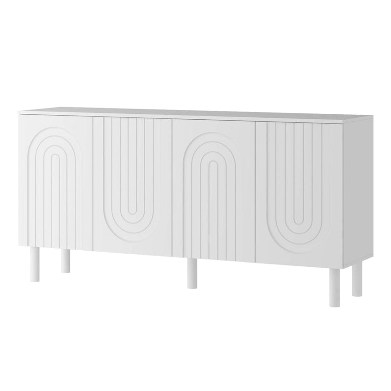 Aparador blanco de 4 puertas con puertas elevables