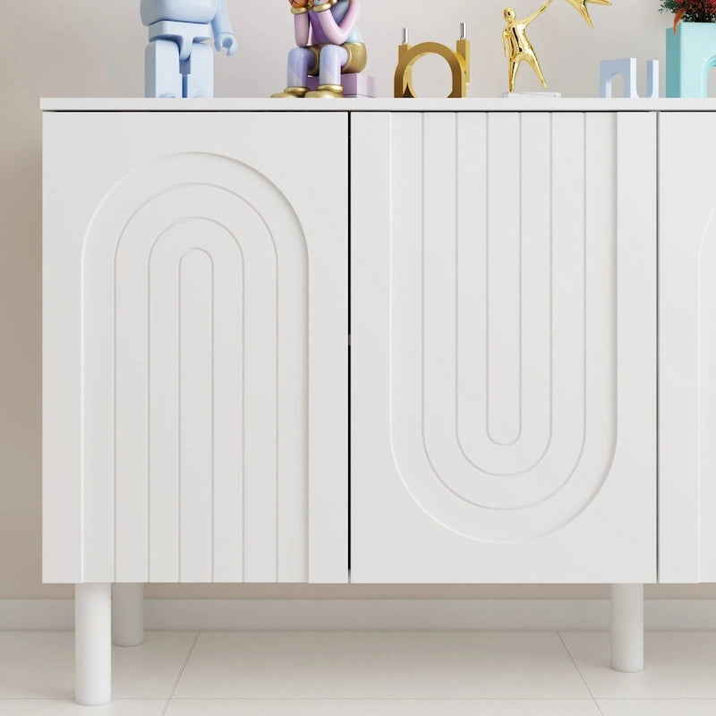 Aparador blanco de 4 puertas con puertas elevables